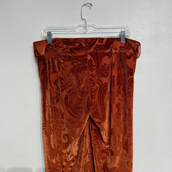 Urban Outfitters Orange Velvet Paisley Flare Pants Sz 6 - Picture 8 of 12